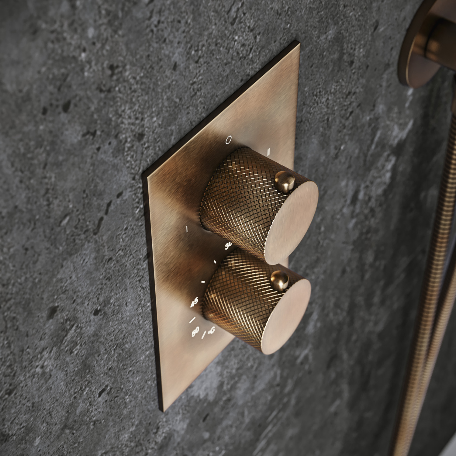 Saniclear Antique Curved inbouw thermostaat met inbouwdeel verouderd messing