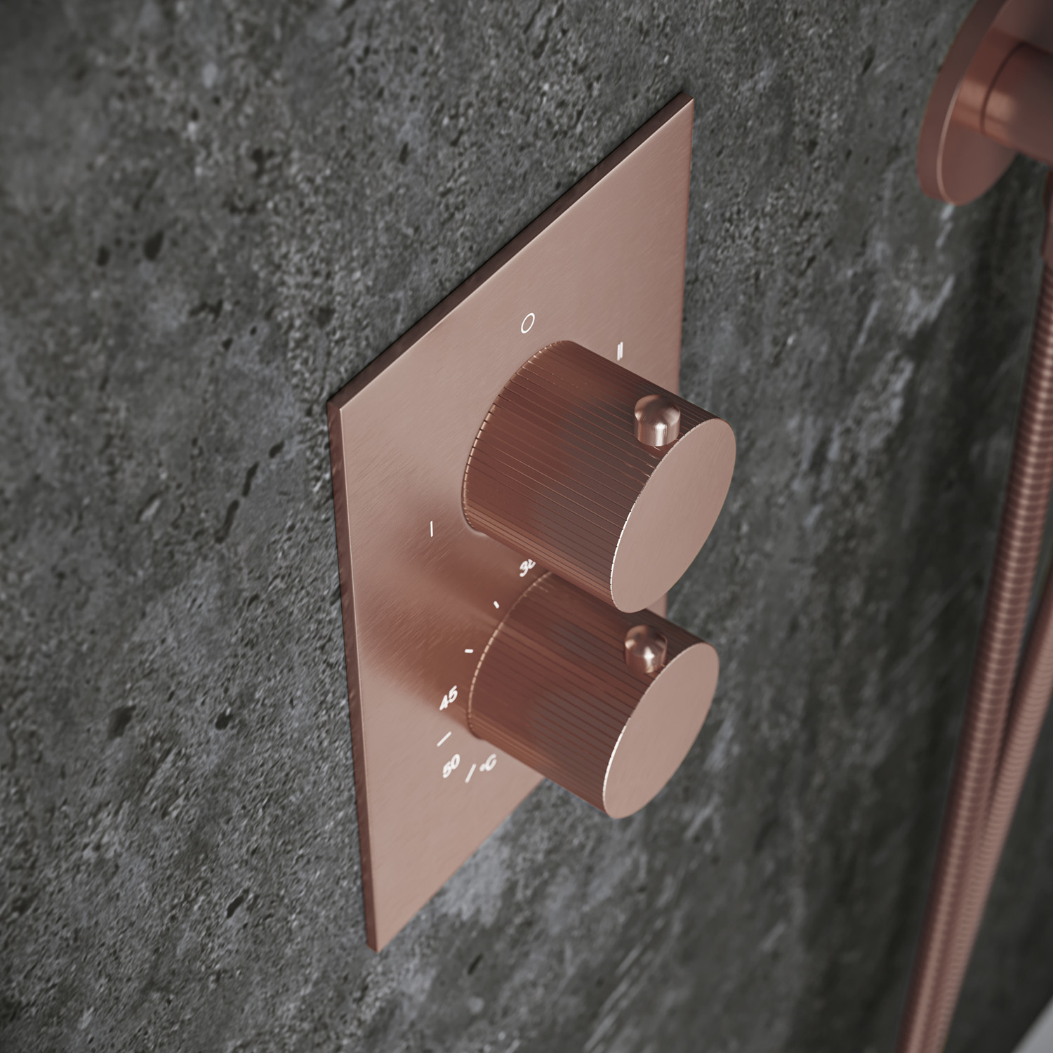 Saniclear Copper Stripes inbouw thermostaat met inbouwdeel geborsteld koper