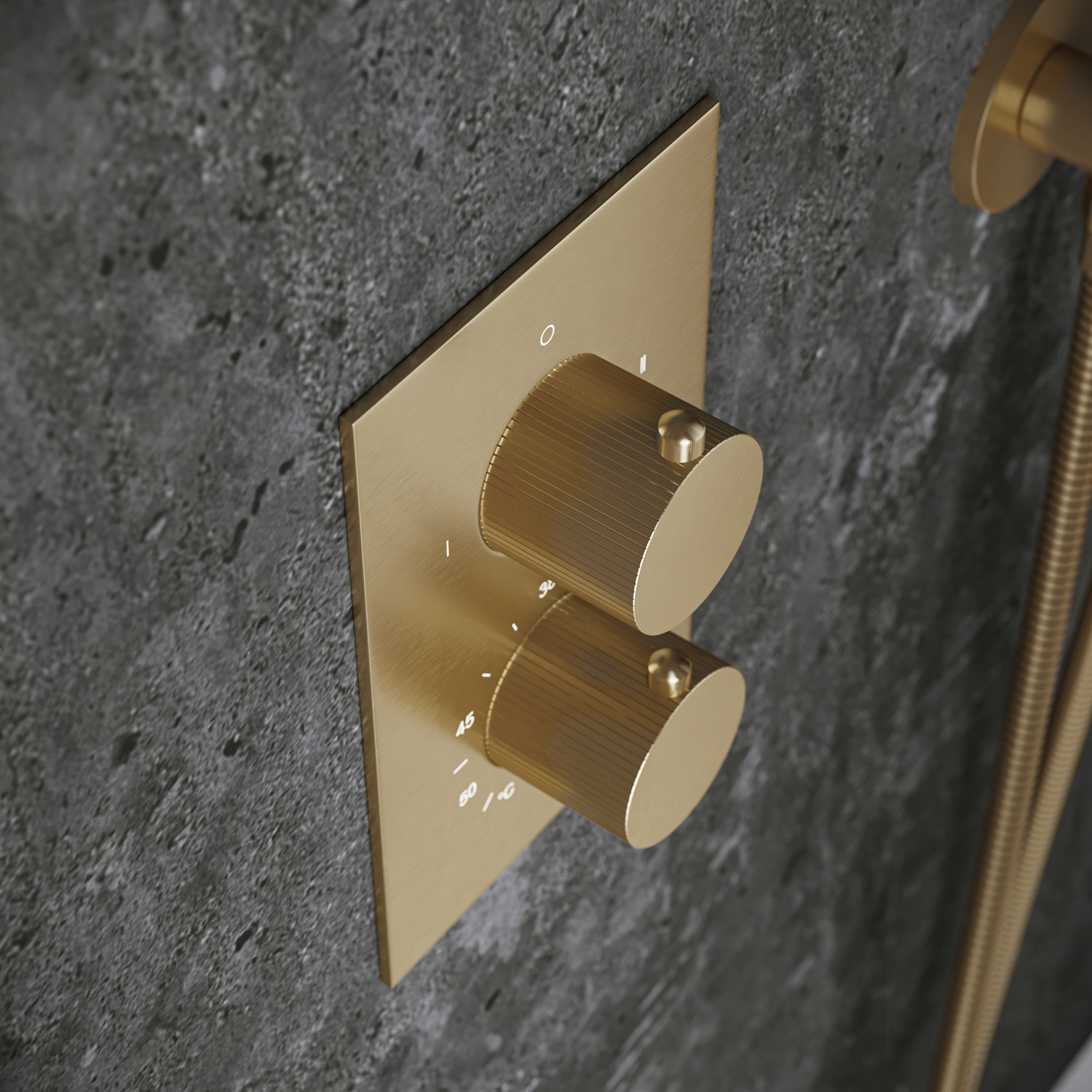 Saniclear Brass Stripes inbouw thermostaat met inbouwdeel geborsteld messing - mat goud