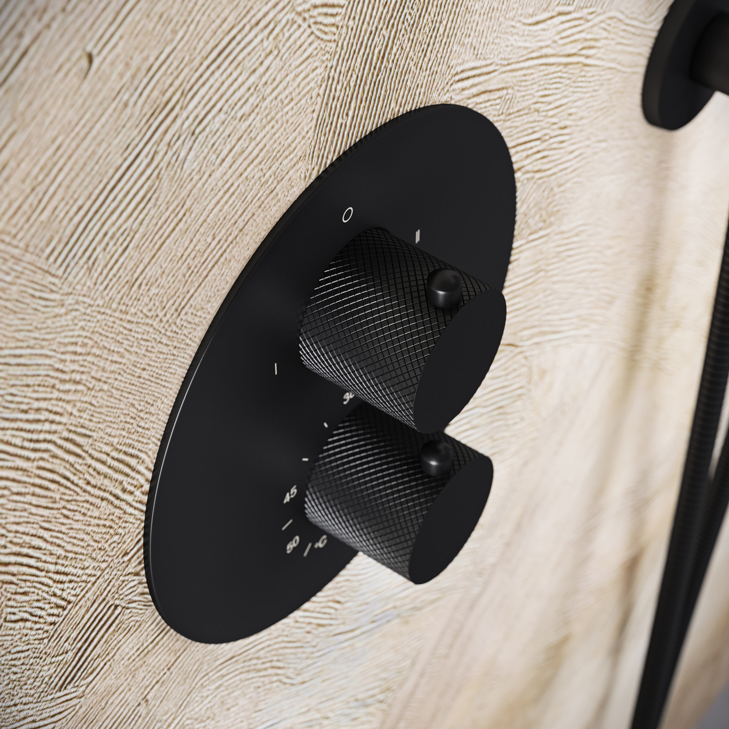 Saniclear Nero Curved rond inbouw thermostaat met inbouwdeel zwart mat