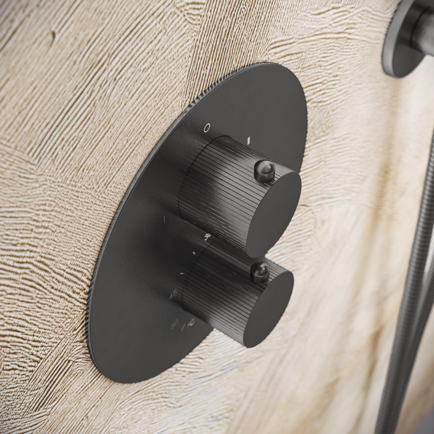 Saniclear Iron Stripes rond inbouw thermostaat met inbouwdeel verouderd ijzer - gunmetal