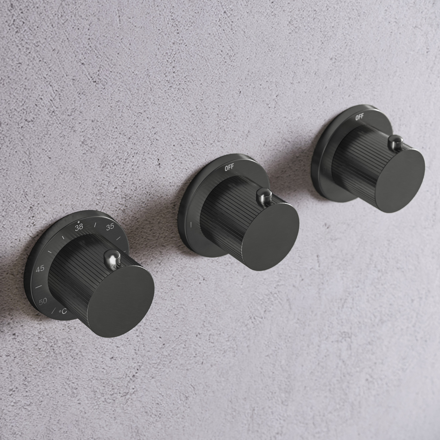 Saniclear Plus Stripes thermostaatkraan afbouwdeel verouderd ijzer - gunmetal