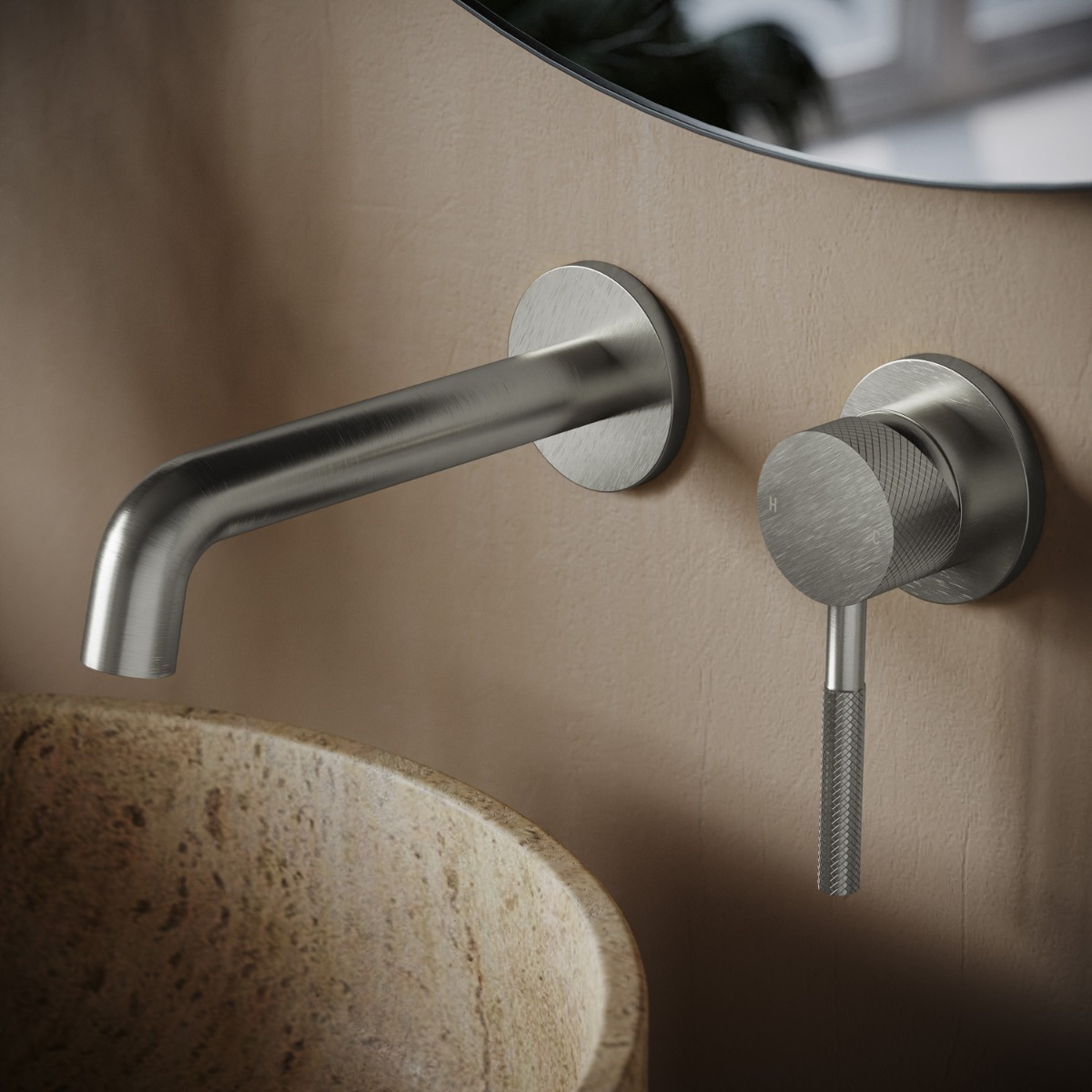 Saniclear Exclusive Curved inbouw wastafelkraan RVS
