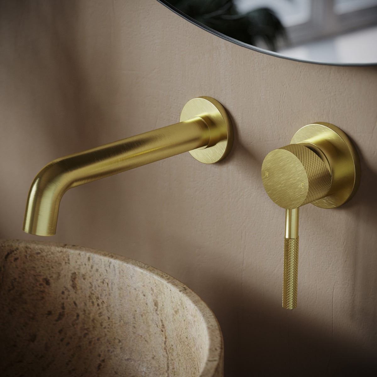 Saniclear Brass Curved inbouw wastafelkraan geborsteld messing - mat goud