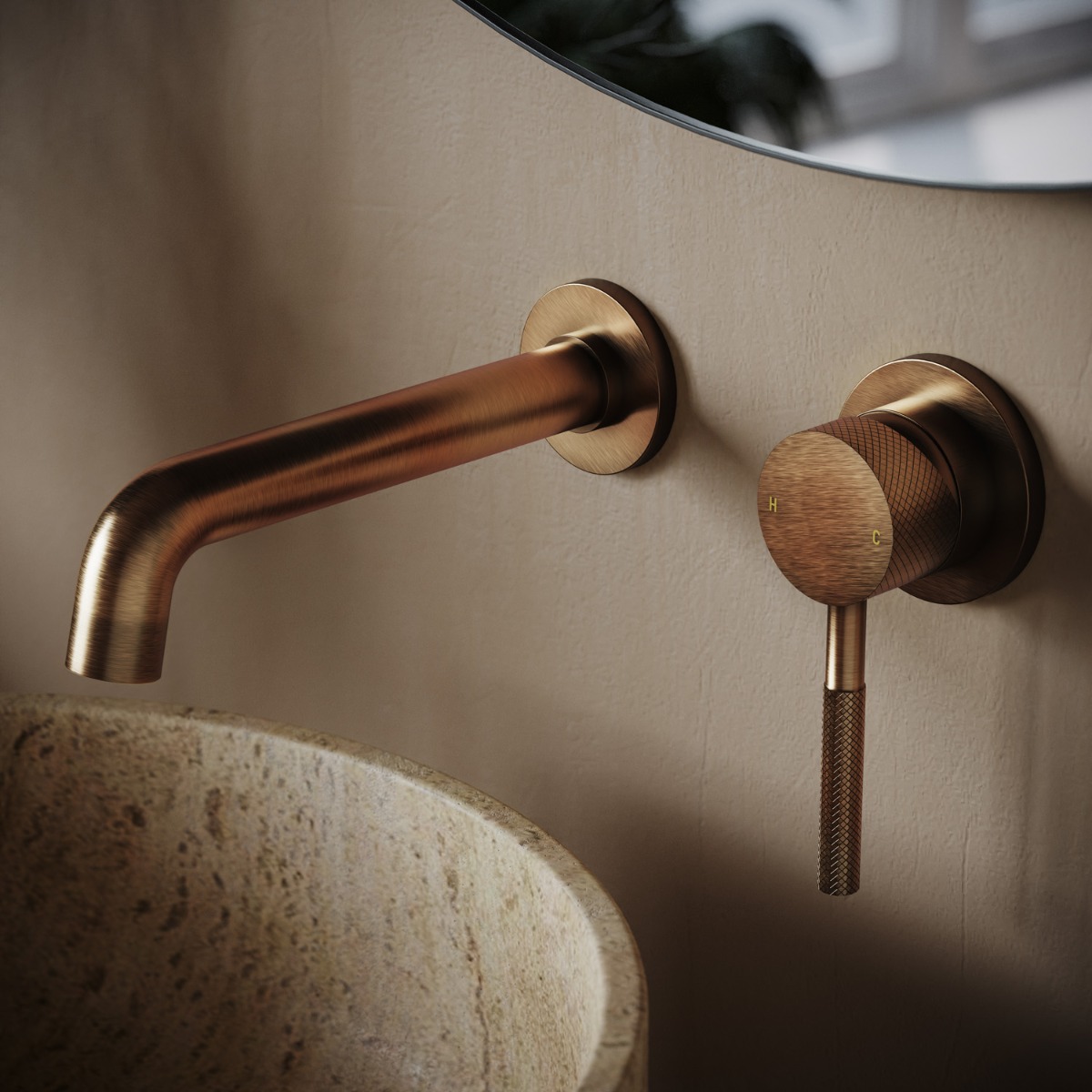 Saniclear Antique Curved inbouw wastafelkraan verouderd messing