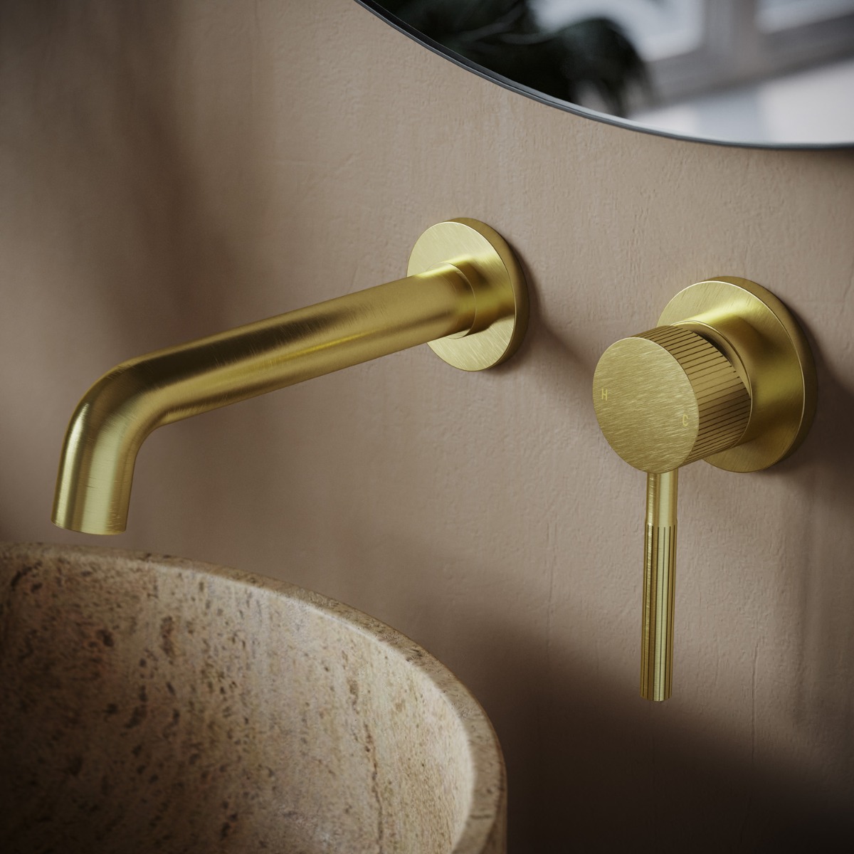 Saniclear Brass Stripes inbouw wastafelkraan geborsteld messing - mat goud