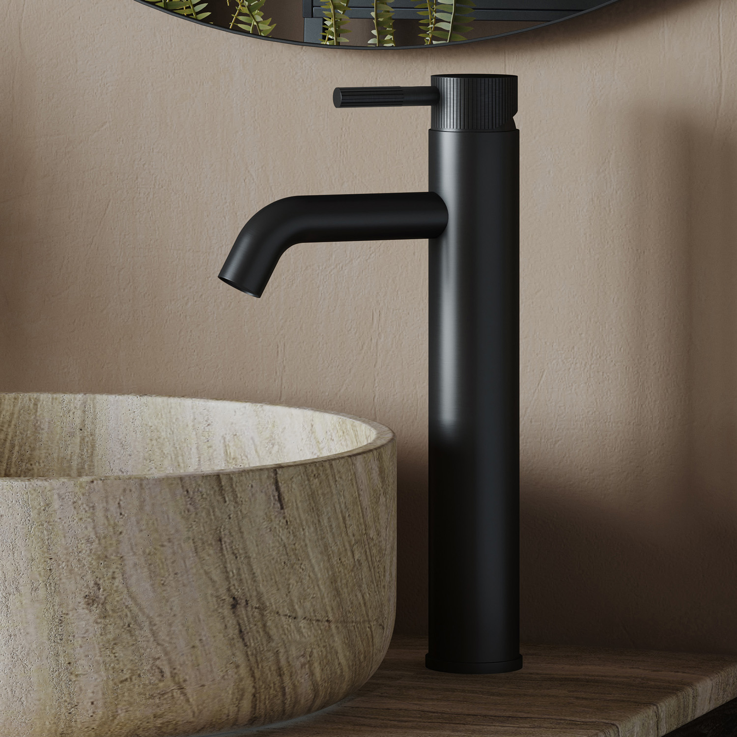 Saniclear Plus Stripes hoge wastafelkraan zwart mat