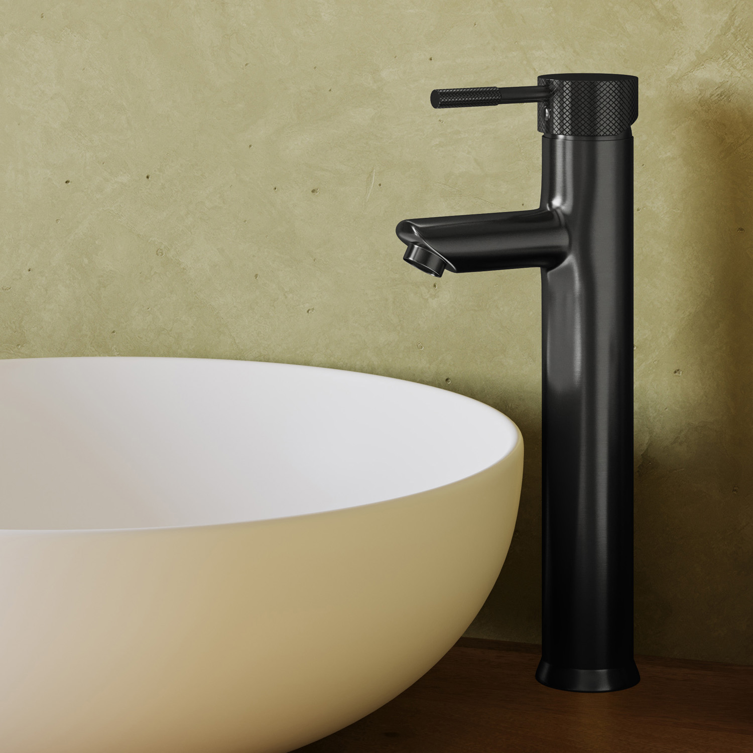Saniclear Iron Curved verhoogde wastafelkraan verouderd ijzer - gunmetal