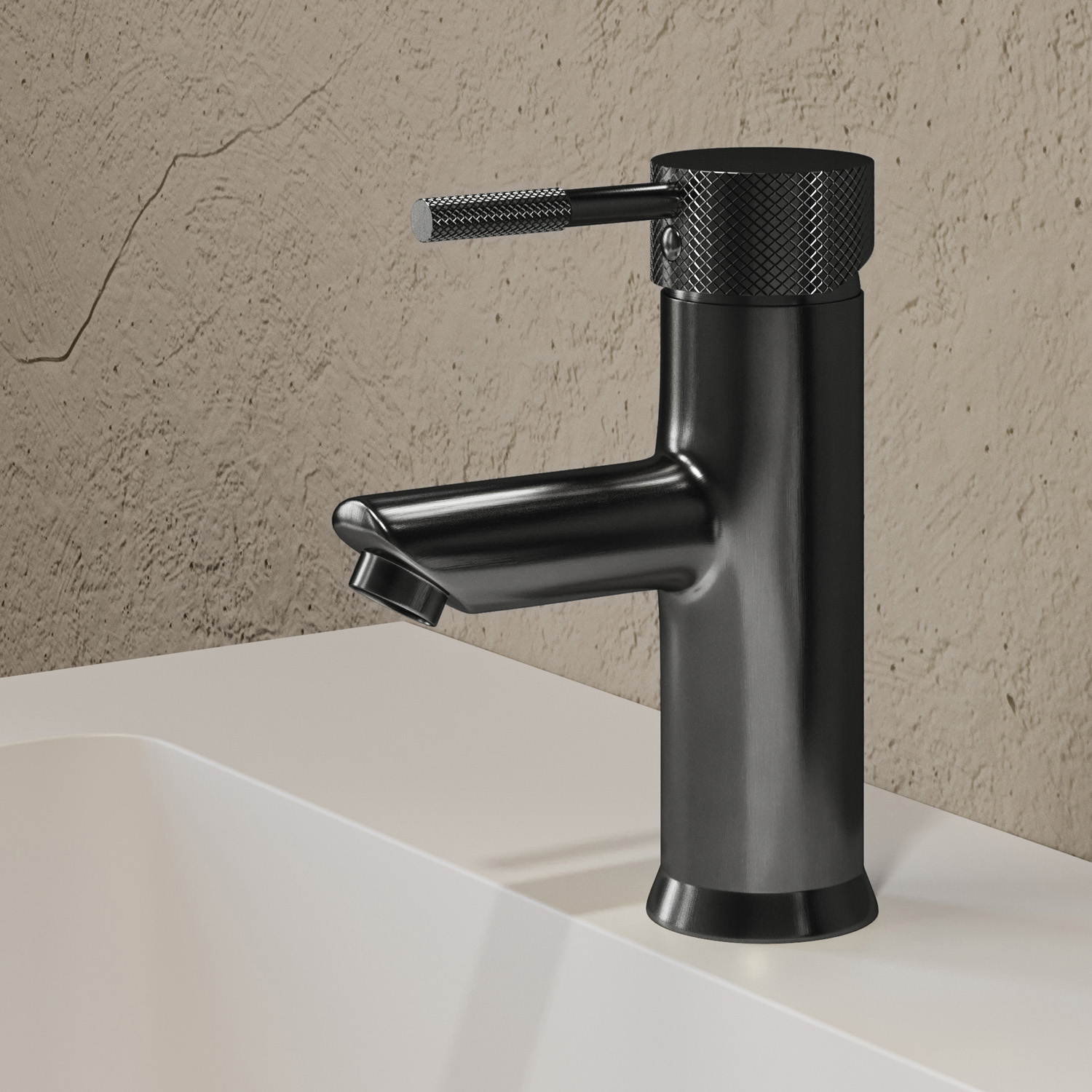 Saniclear Iron Curved wastafelkraan verouderd ijzer - gunmetal