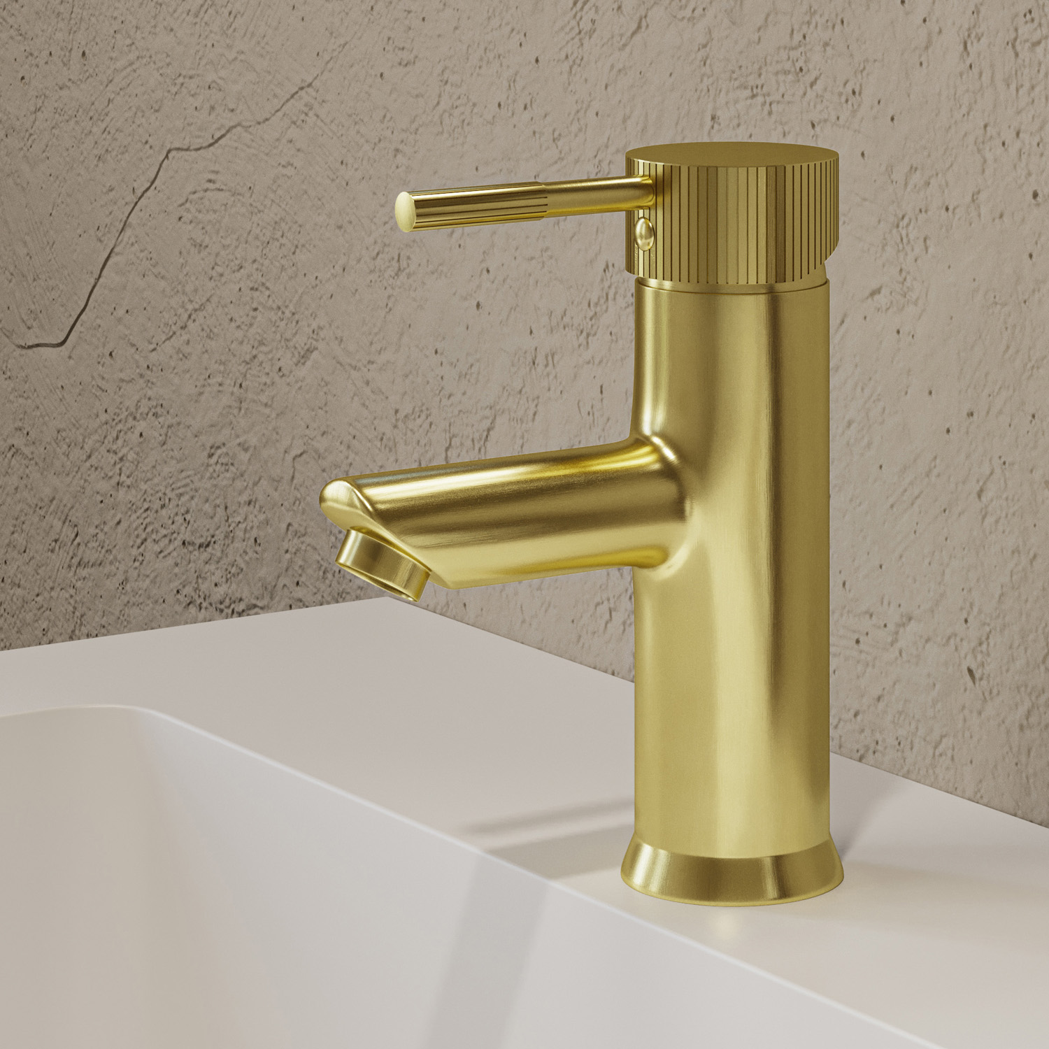 Saniclear Brass Stripes wastafelkraan geborsteld messing - mat goud