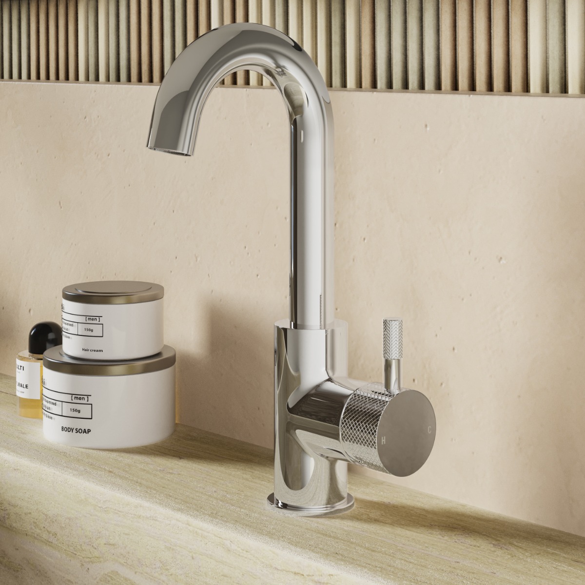 Saniclear Matrix Curved wastafelkraan chroom
