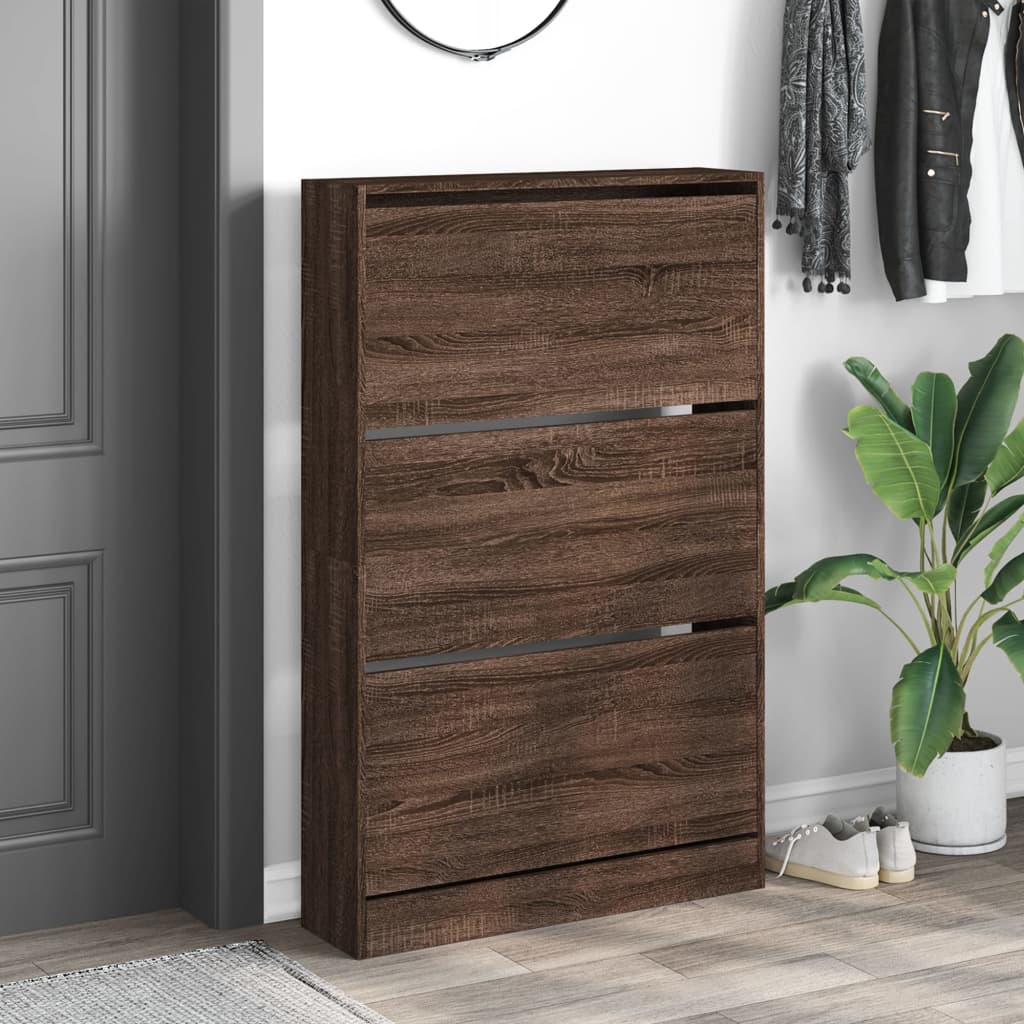 vidaXL Schoenenkast 80x21x125,5 cm bewerkt hout bruin eikenkleur