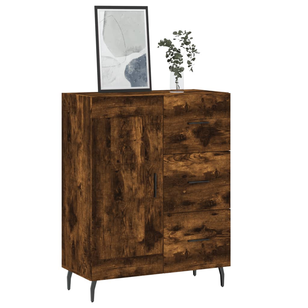 vidaXL Dressoir 69,5x34x90 cm bewerkt hout gerookt eikenkleurig
