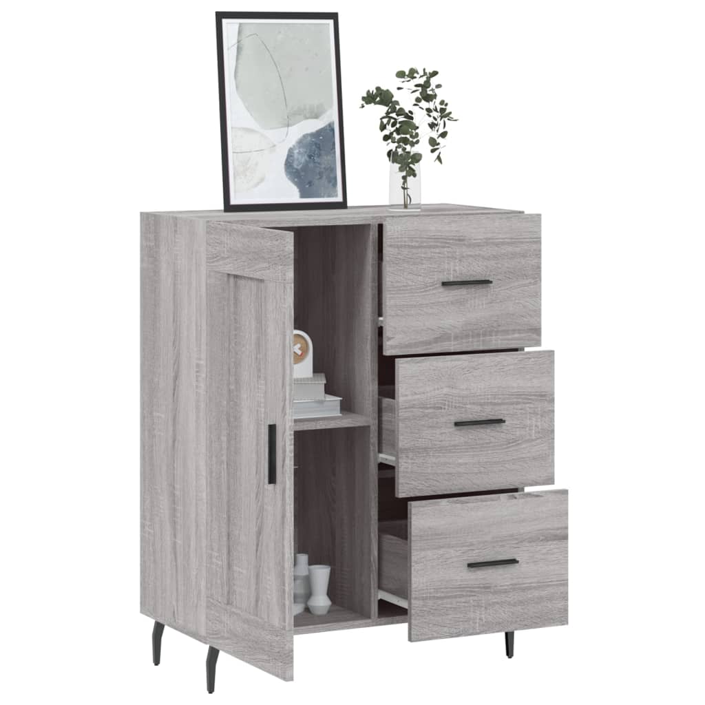 vidaXL Dressoir 69,5x34x90 cm bewerkt hout grijs sonoma eikenkleurig
