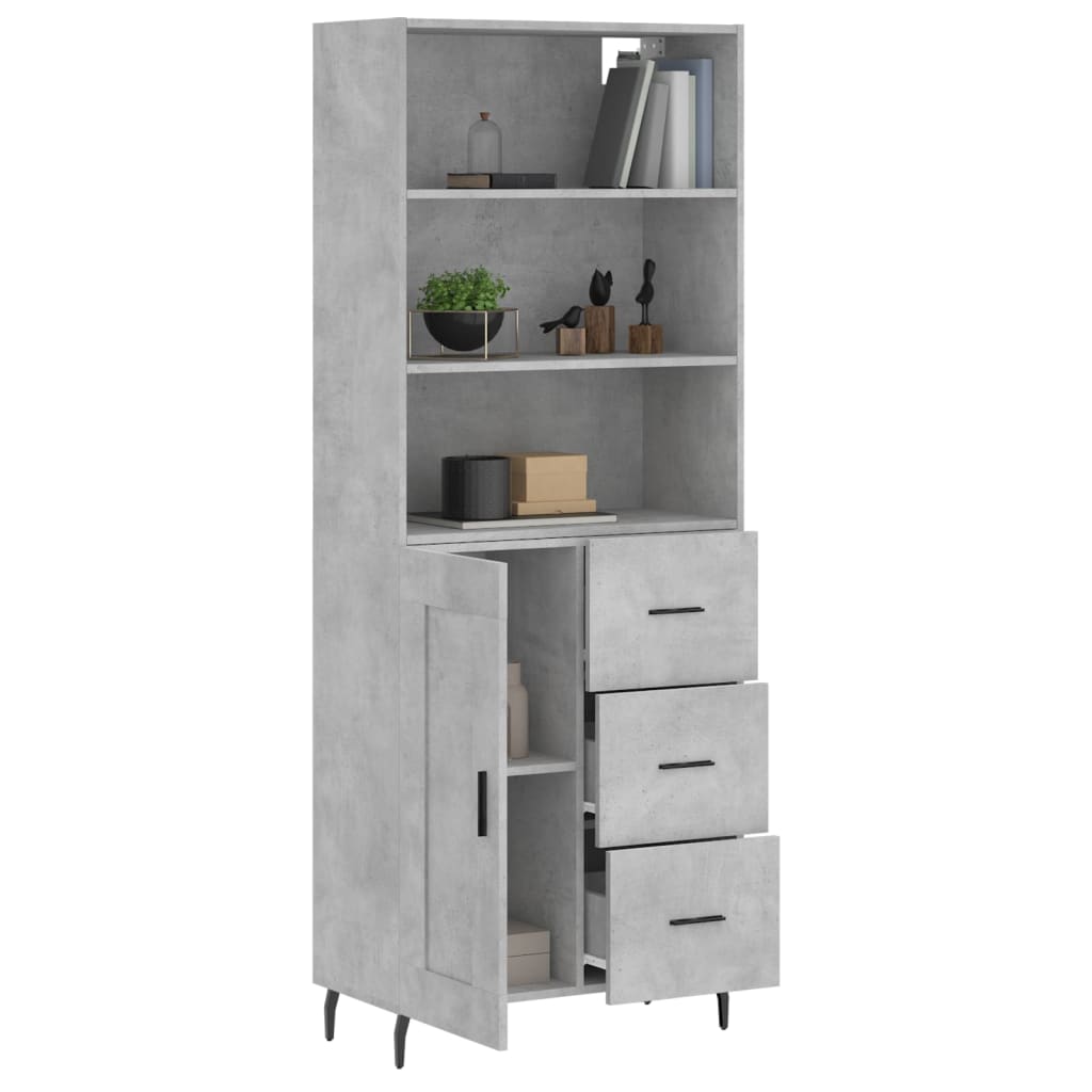 vidaXL Hoge kast 69,5x34x180 cm bewerkt hout betongrijs