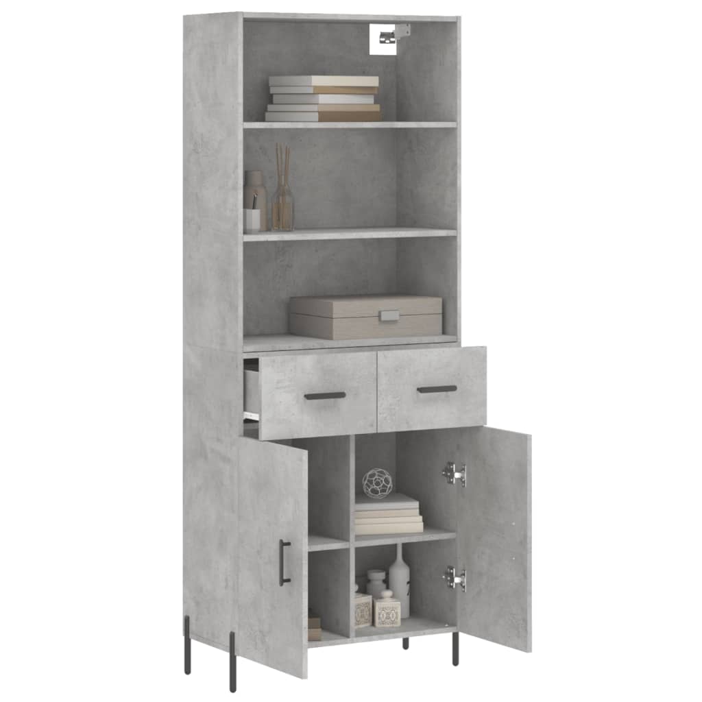 vidaXL Hoge kast 69,5x34x180 cm bewerkt hout betongrijs