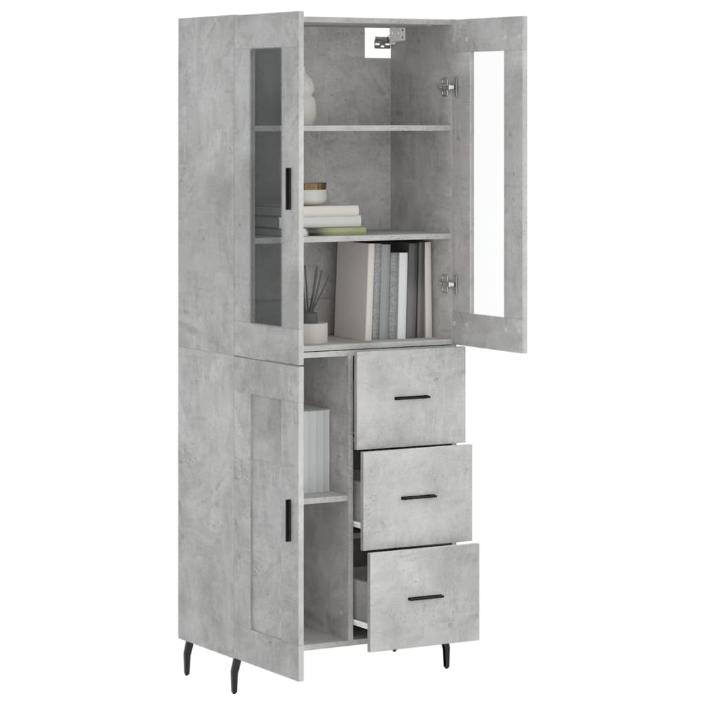 vidaXL Hoge kast 69,5x34x180 cm bewerkt hout betongrijs