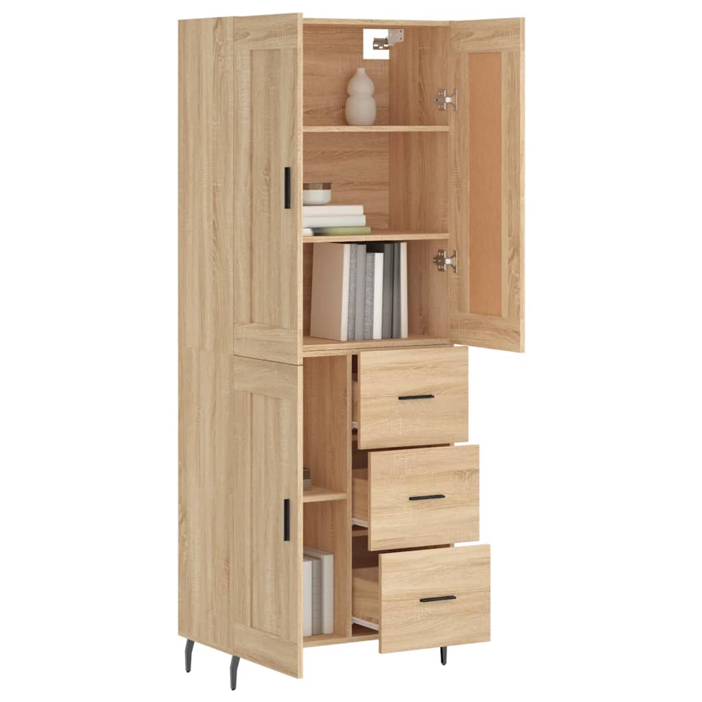 vidaXL Hoge kast 69,5x34x180 cm bewerkt hout sonoma eikenkleurig