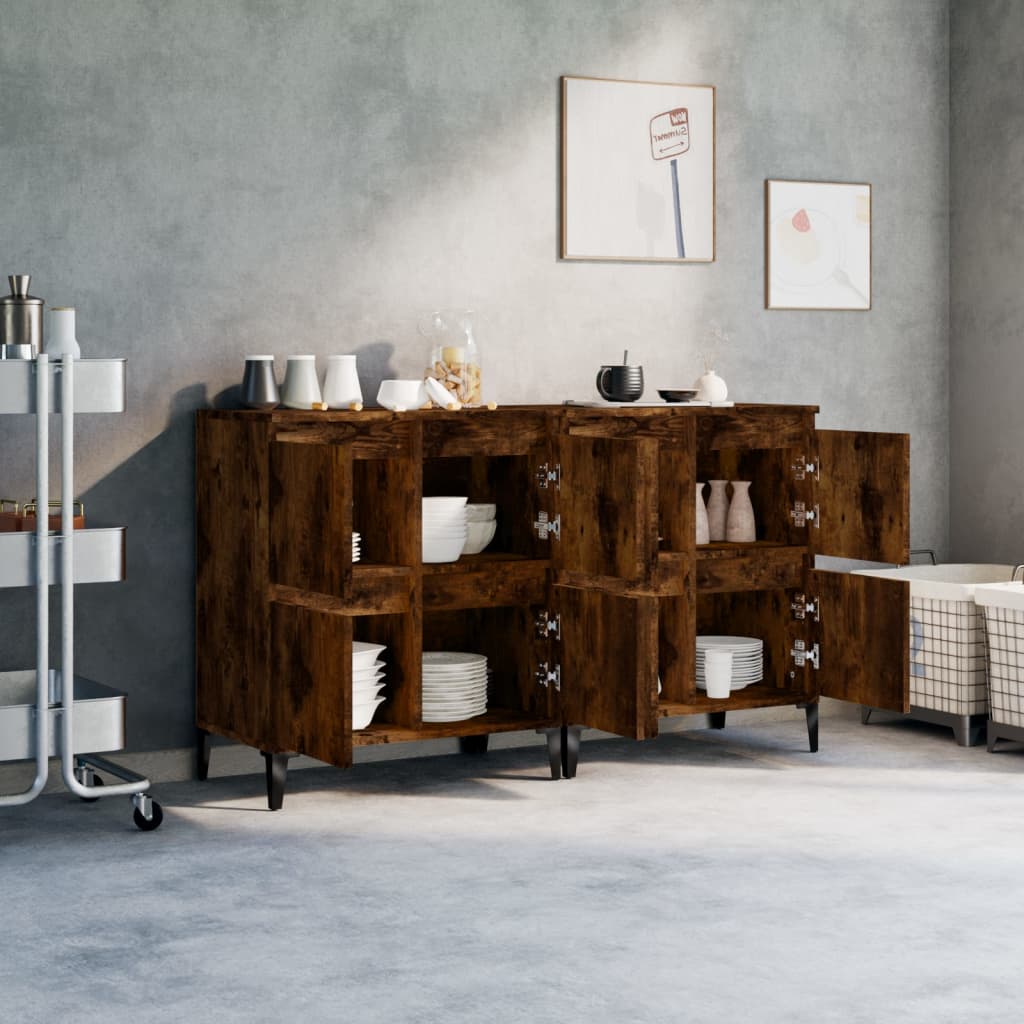 vidaXL Dressoirs 2 st 60x35x70 cm bewerkt hout gerookt eikenkleurig