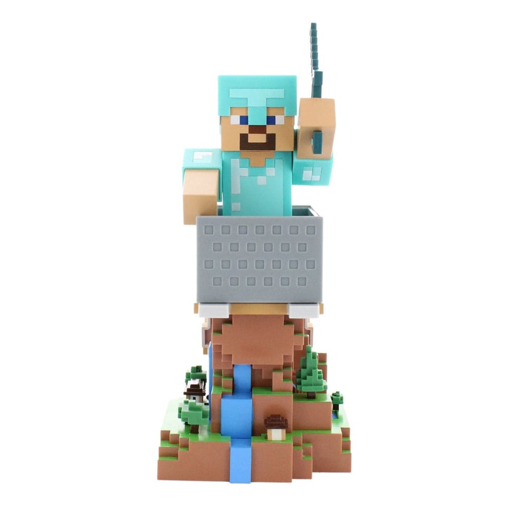 Exquisite Gaming Minecraft Steve in Diamond Armour Cable Guys Controller Holder and Phone Stand 22cm