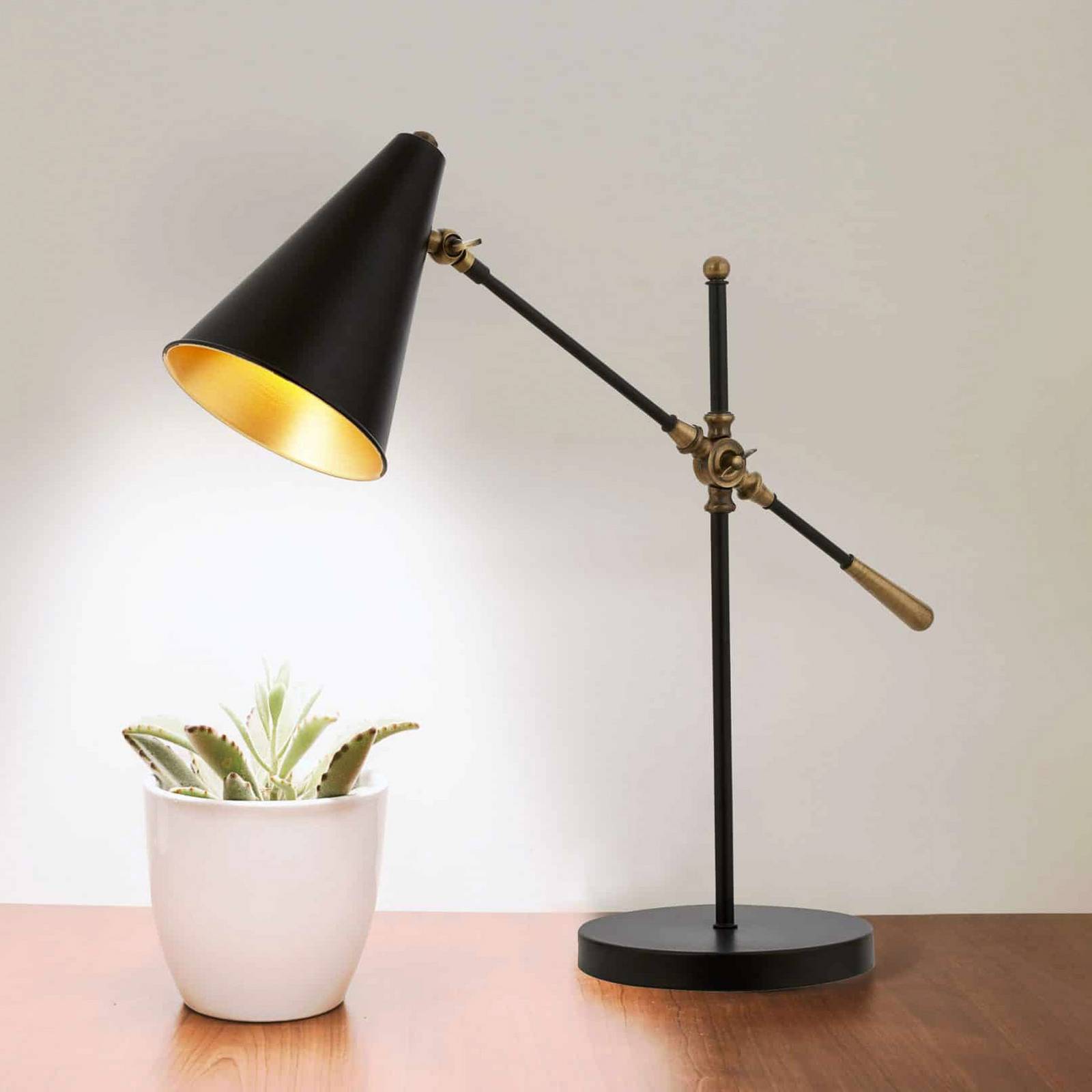 Avonni Nelu tafellamp, zwart, hoogte 60 cm, metaal, verstelbaar