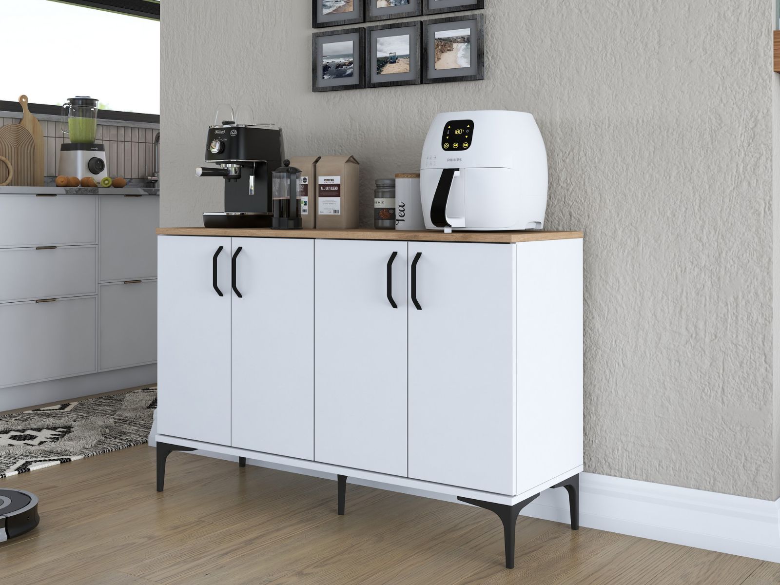 Mobistoxx Dressoir JOIE 4 deuren wit/walnoot