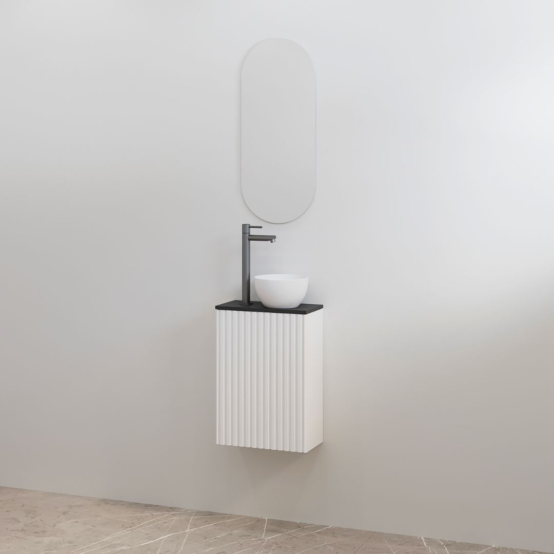 Best Design Toiletmeubelset Best-Design Mali Mat Wit Onderkast + Mat Zwart Meubelblad