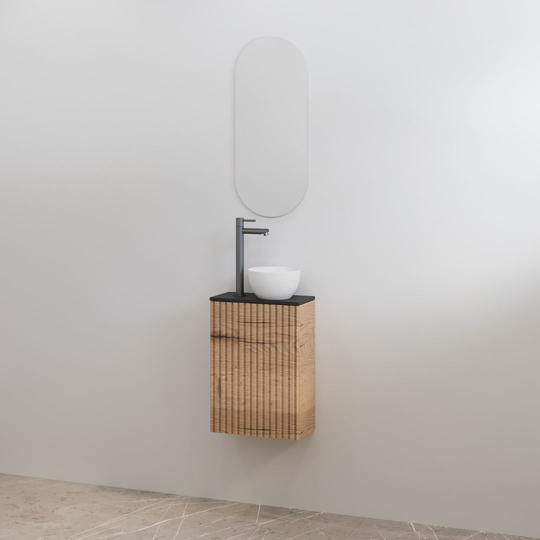 Best Design Toiletmeubelset Best-Design Mali Halifax Onderkast + Mat Zwart Meubelblad