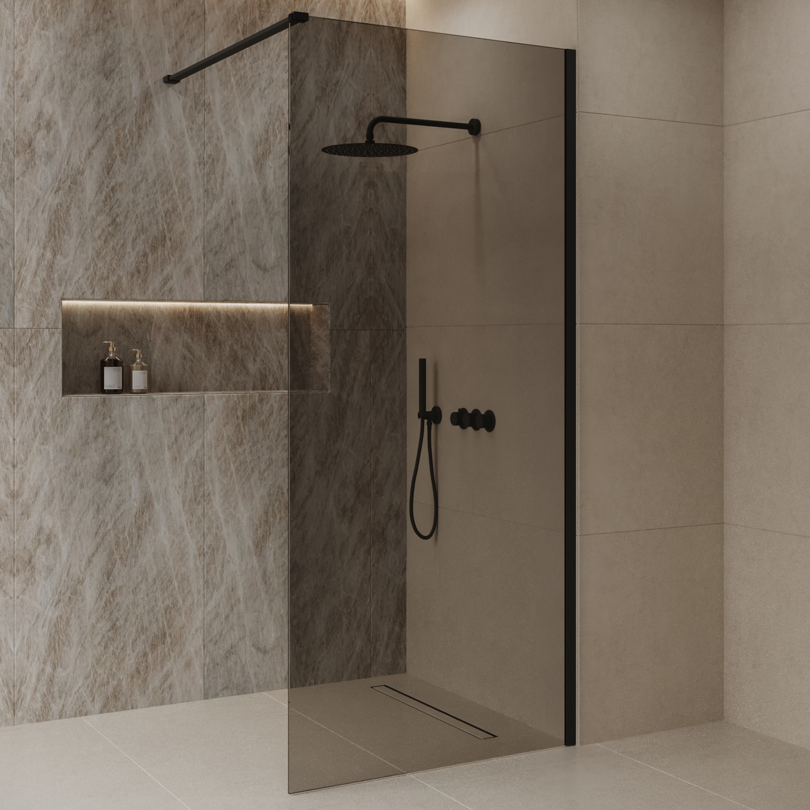 Best Design Inloopdouche Best-Design Dalis 100x200 cm Nero Mocha