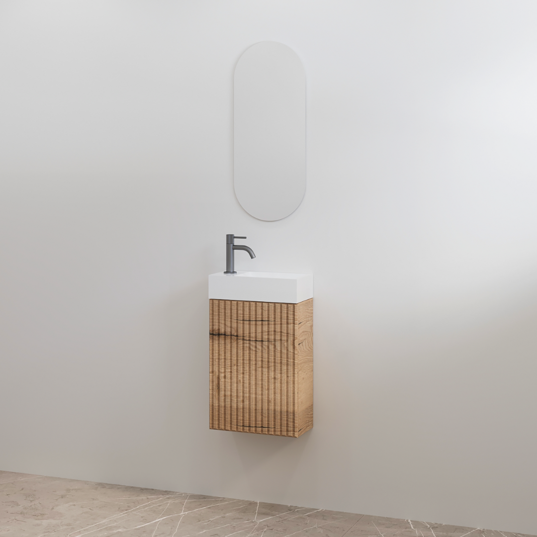 Best Design Toiletmeubelset Geribbeld Best-Design Mali Halifax Onderkast + Wit Fontein