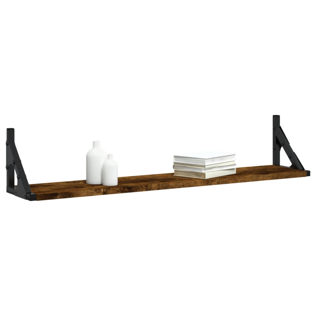 vidaXL Wandschappen 2 st 80x15x15,5 cm bewerkt hout gerookt eiken