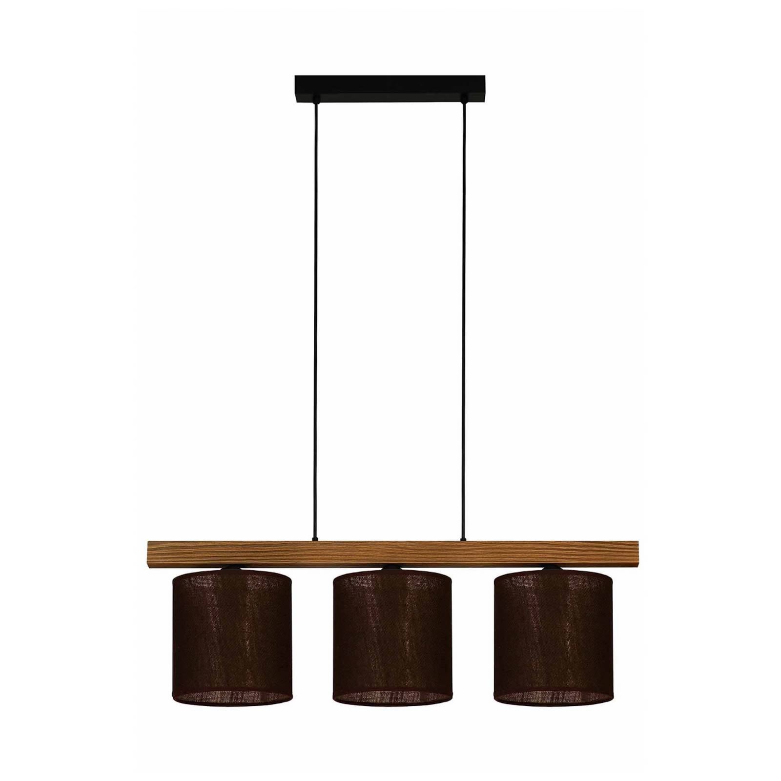 Duolla Hanglamp Forest, hout licht/zwart, jute bruin, 3-lamps