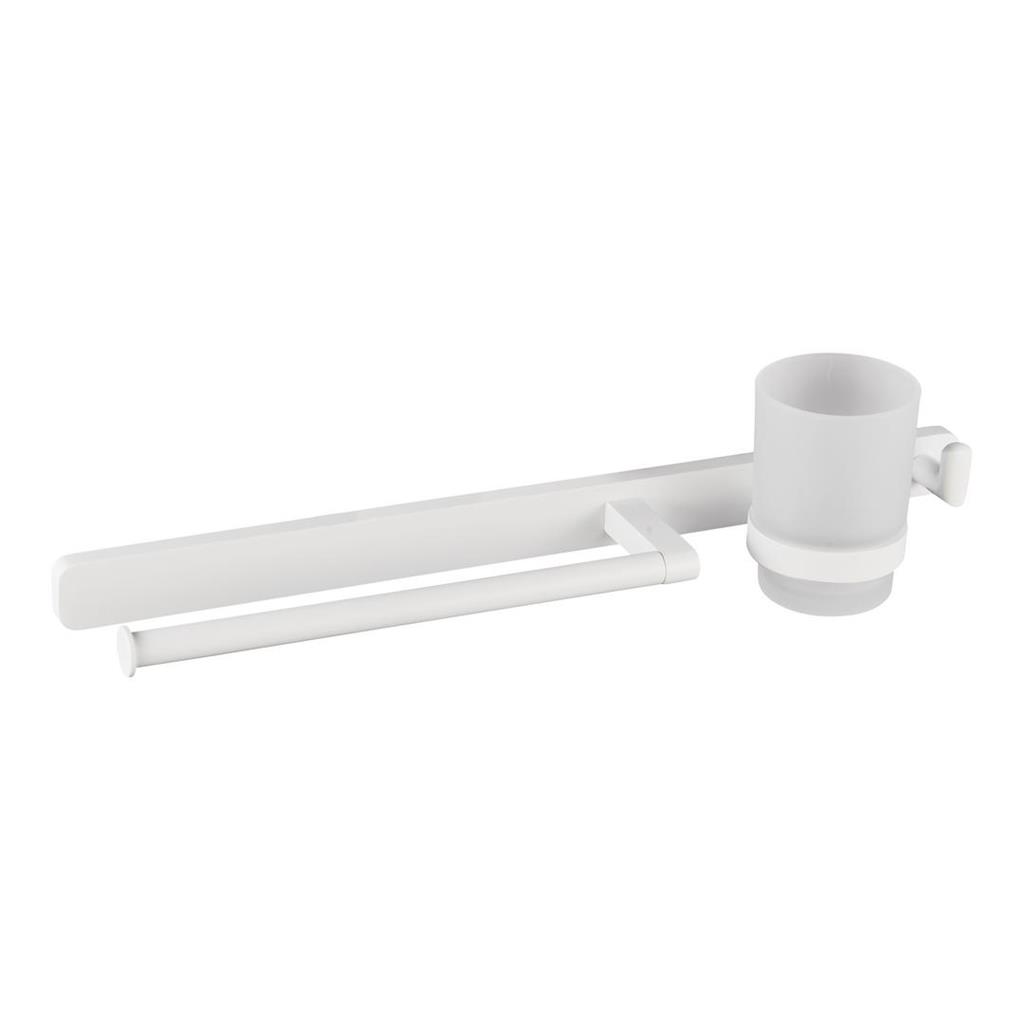 Eastbrook Asti messing handdoekbeugel, bekerhouder en handdoekhaak wit mat