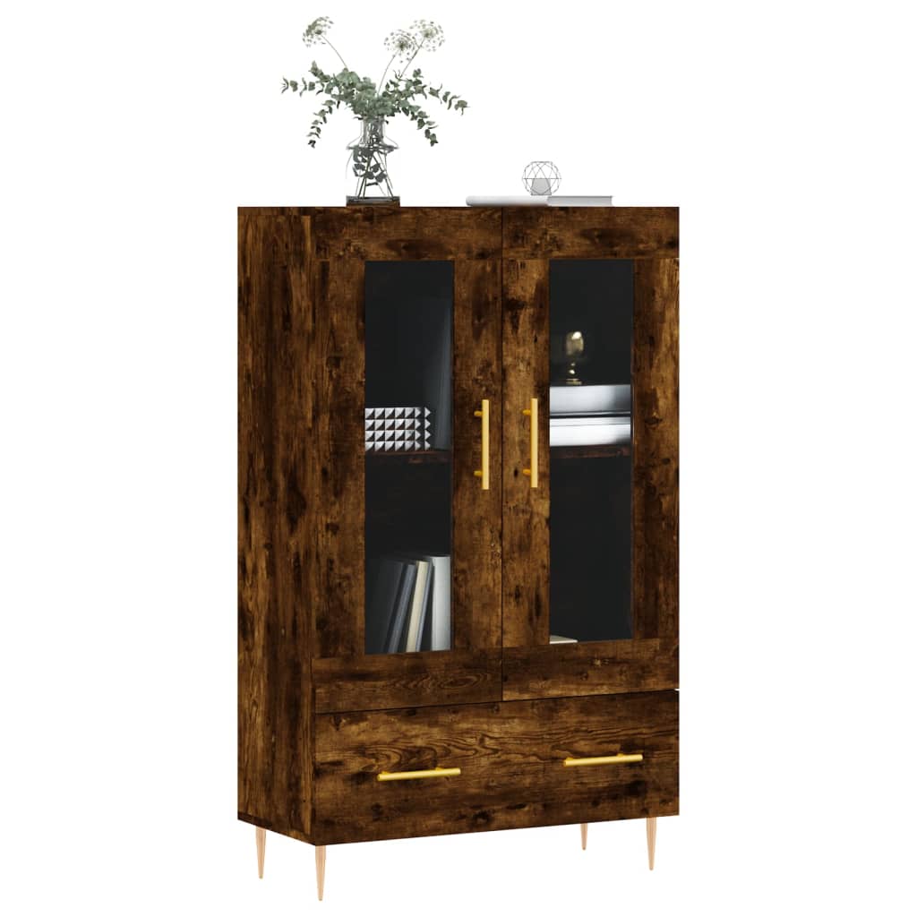 vidaXL Hoge kast 69,5x31x115 cm bewerkt hout gerookt eikenkleurig
