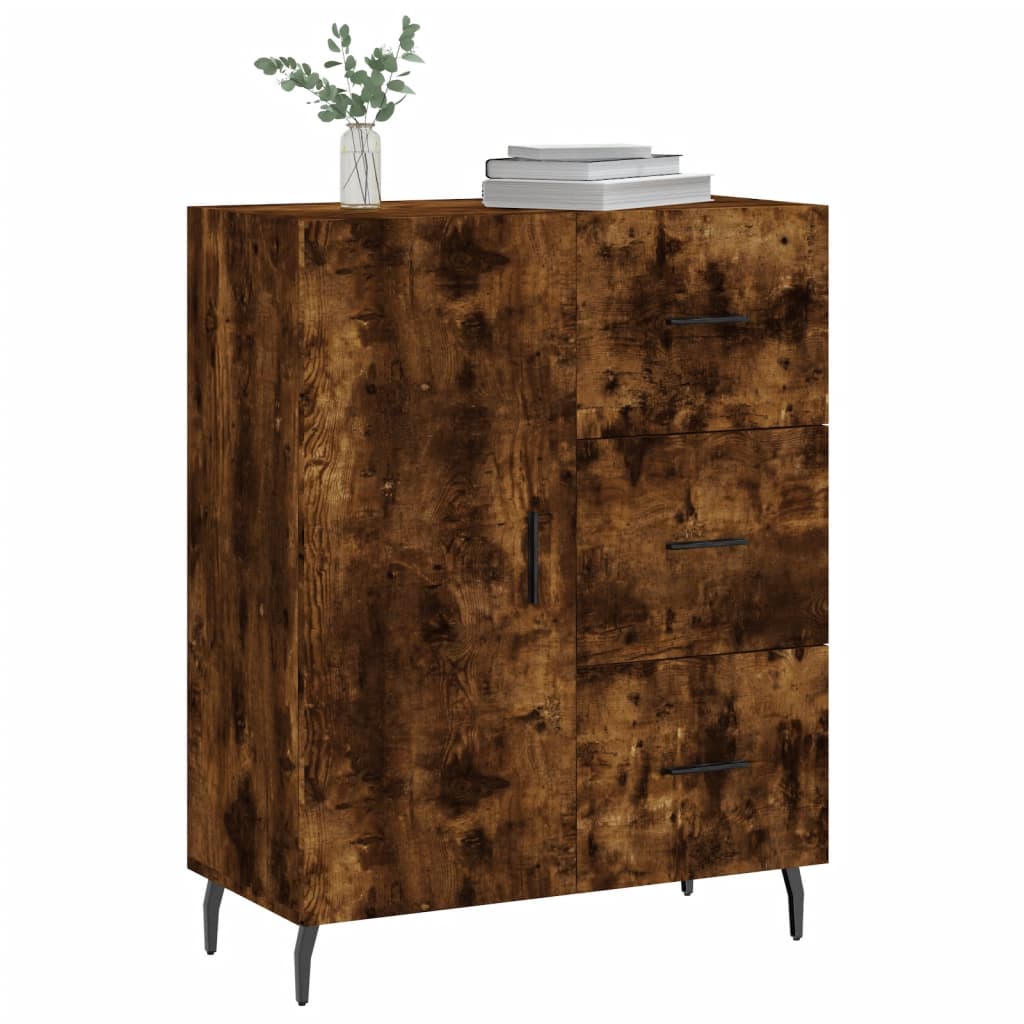 vidaXL Dressoir 69,5x34x90 cm bewerkt hout gerookt eikenkleurig