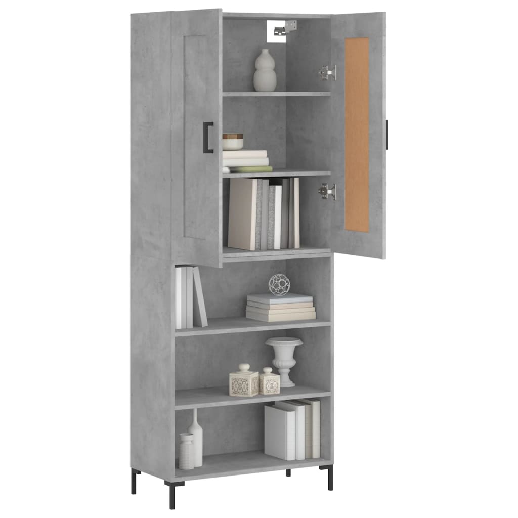 vidaXL Hoge kast 69,5x34x180 cm bewerkt hout betongrijs