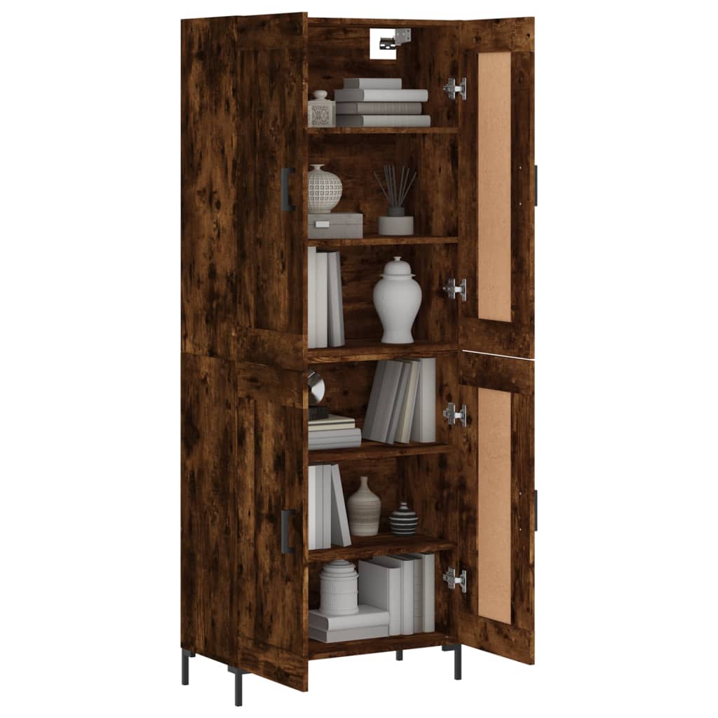 vidaXL Hoge kast 69,5x34x180 cm bewerkt hout gerookt eikenkleurig