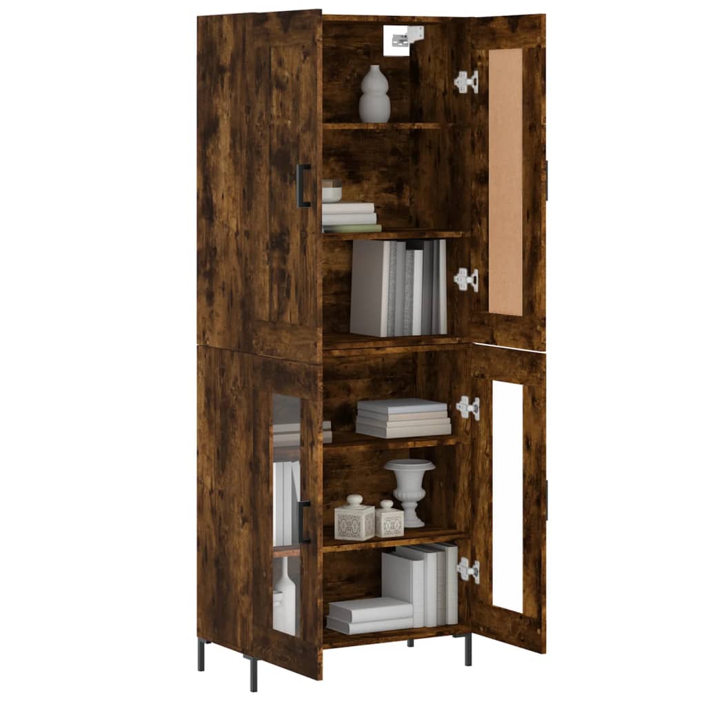 vidaXL Hoge kast 69,5x34x180 cm bewerkt hout gerookt eikenkleurig