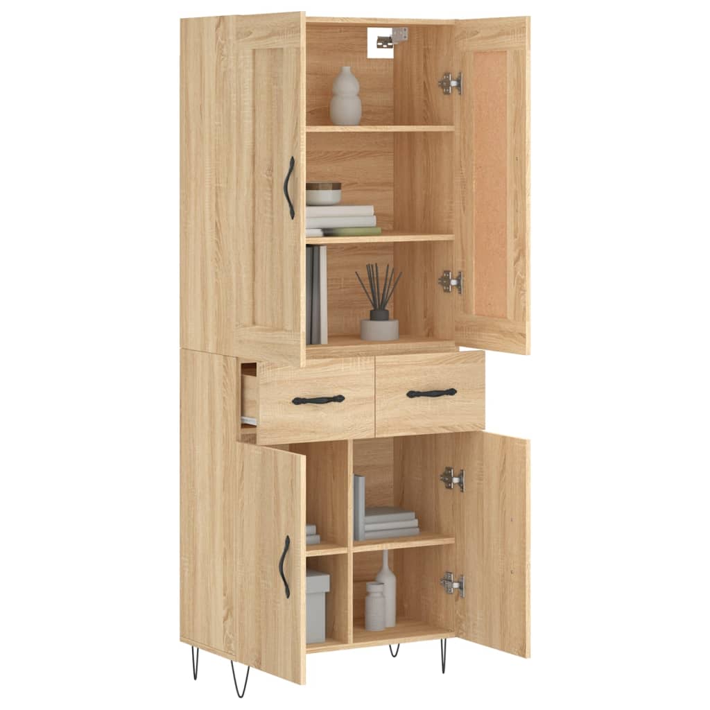 vidaXL Hoge kast 69,5x34x180 cm bewerkt hout sonoma eikenkleurig