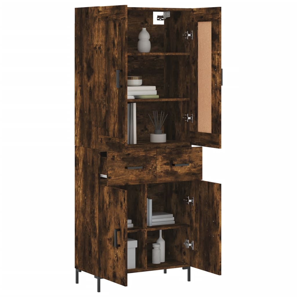 vidaXL Hoge kast 69,5x34x180 cm bewerkt hout gerookt eikenkleurig