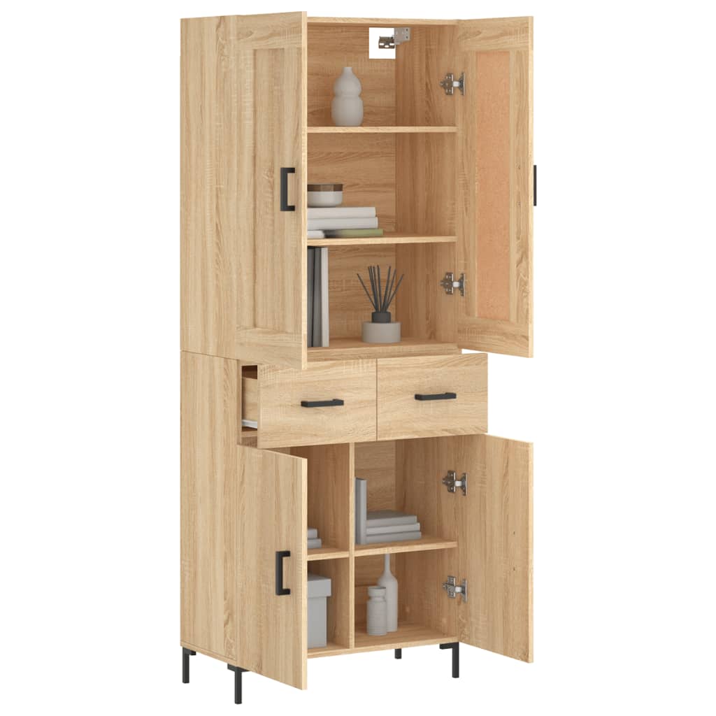 vidaXL Hoge kast 69,5x34x180 cm bewerkt hout sonoma eikenkleurig
