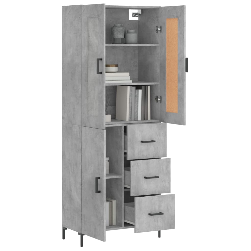 vidaXL Hoge kast 69,5x34x180 cm bewerkt hout betongrijs
