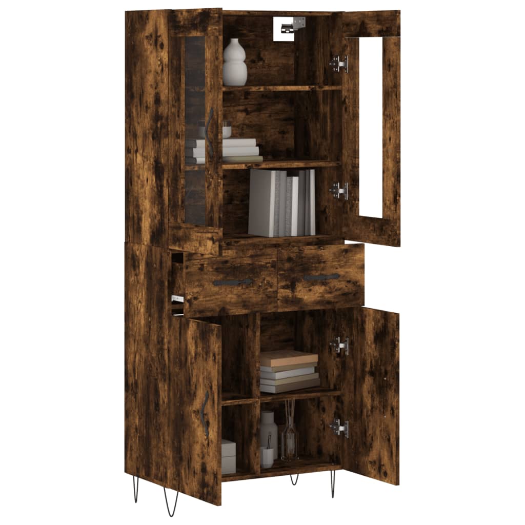 vidaXL Hoge kast 69,5x34x180 cm bewerkt hout gerookt eikenkleurig