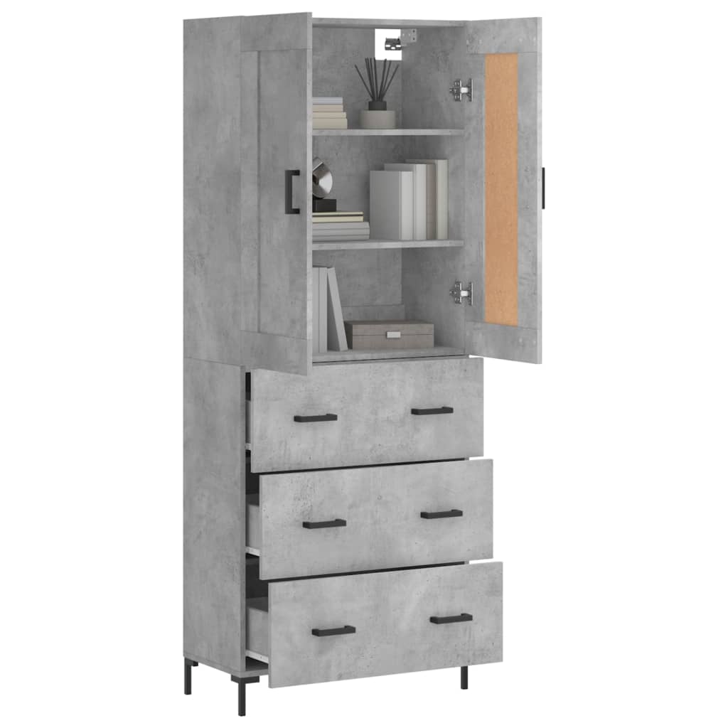 vidaXL Hoge kast 69,5x34x180 cm bewerkt hout betongrijs