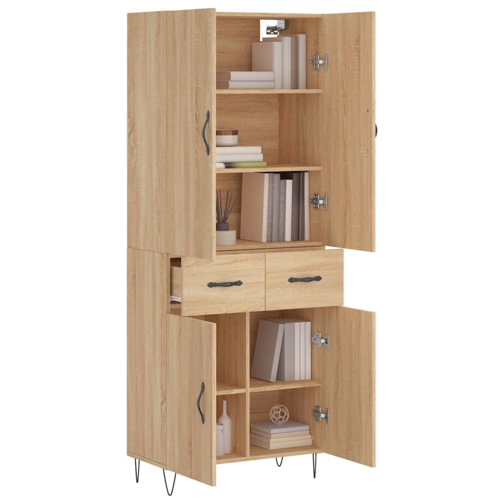 vidaXL Hoge kast 69,5x34x180 cm bewerkt hout sonoma eikenkleurig