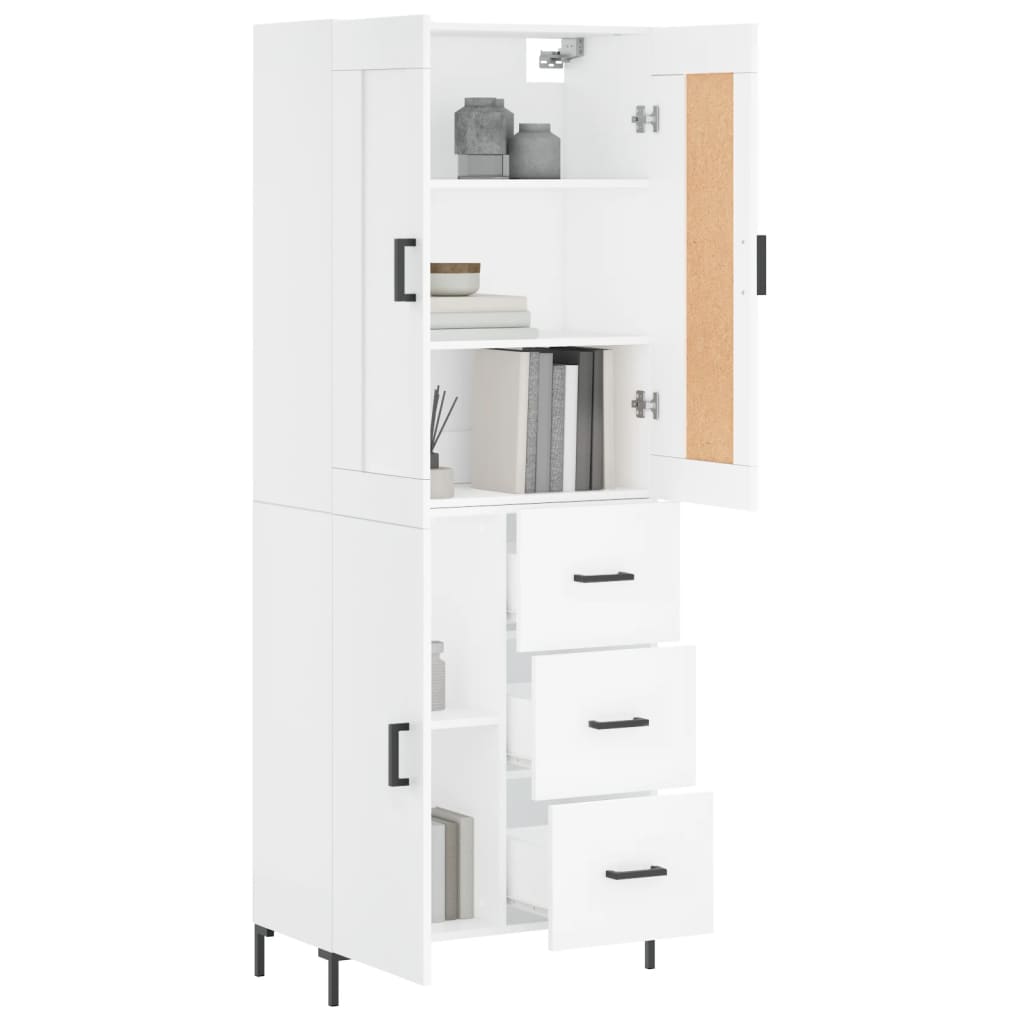 vidaXL Hoge kast 69,5x34x180 cm bewerkt hout wit