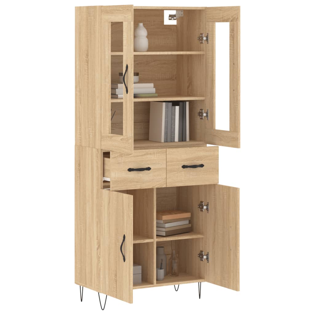 vidaXL Hoge kast 69,5x34x180 cm bewerkt hout sonoma eikenkleurig