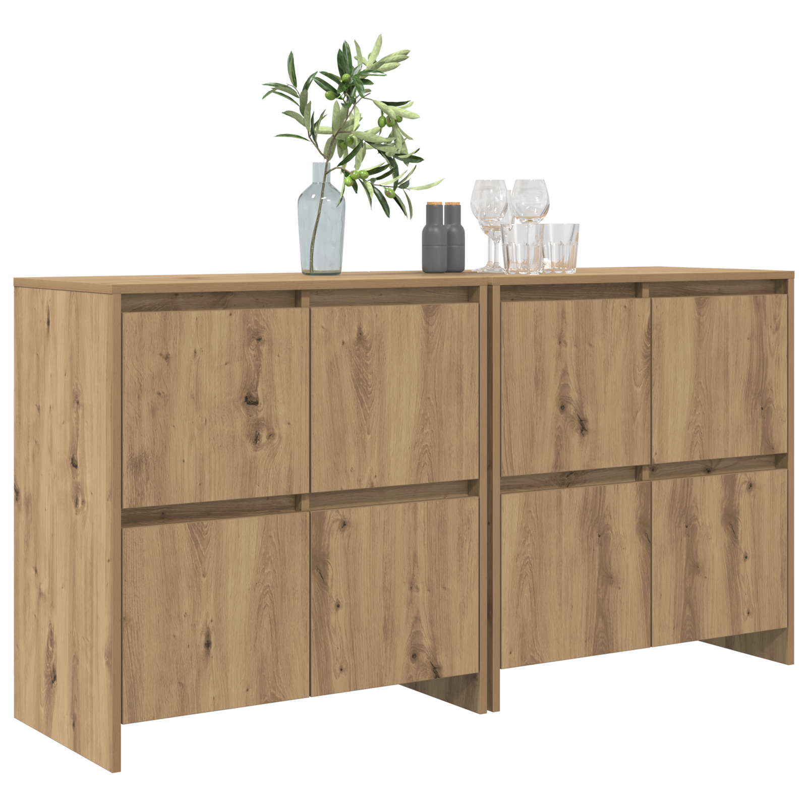 vidaXL Dressoirs 2 pcs artisanaal eikenkleurig 70 x 41 x 75 cm