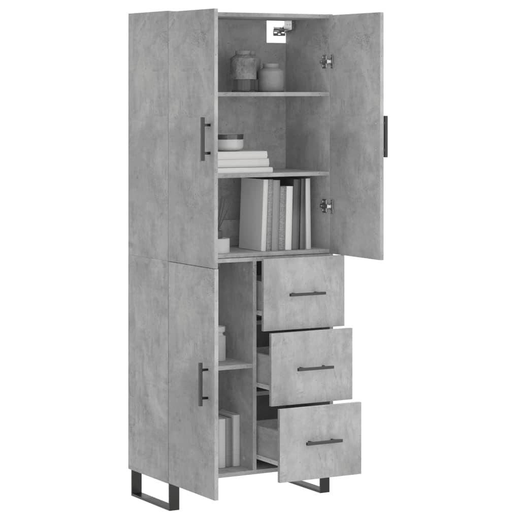 vidaXL Hoge kast 69,5x34x180 cm bewerkt hout betongrijs