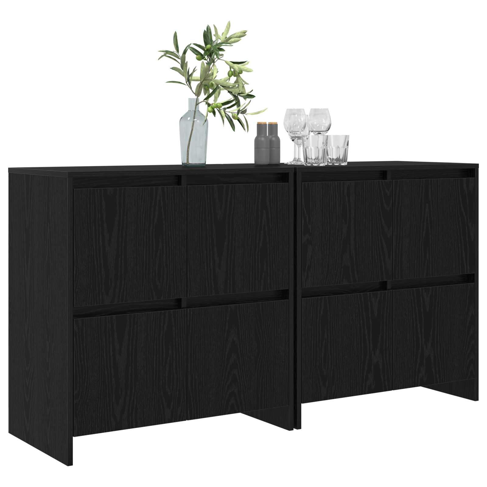 vidaXL Dressoirs 2 pcs Zwart eiken 70 x 41 x 75 cm Bewerkt hout